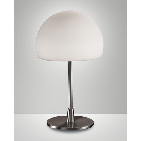 Lampada da Tavolo Gaia Big Nichel Satinato 1 Luce Design Moderno Fabas Collezione GAIA