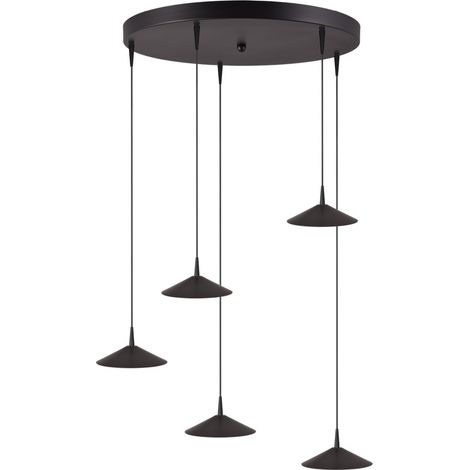 Lampe suspendue à 5 lumières Ceppo Noir Ø rond 18cm - 2152-05-81-50-5-18 (1/3)