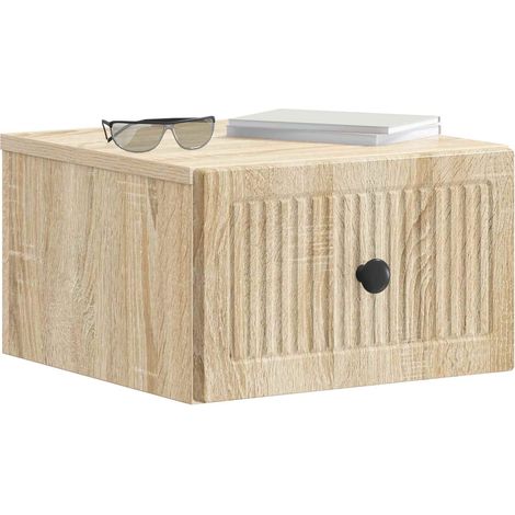 Maison Exclusive - Mobiletto da notte a muro Rovere Sonoma 33 x 34,5 x 20 cm