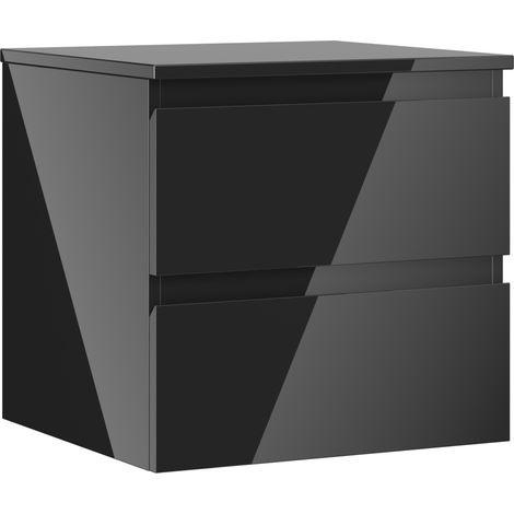 Mexen Orio Badezimmerschrank 50 cm mit Arbeitsplatte, 2 Schubladen, schwarz glänzend - 91A10-05047-2-BFFC70 (1/5)