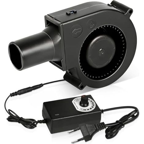 Ventilateur radial 12 V avec contrôleur, ventilateur turbine 220 V avec sortie d'air, pour cheminées, camping, barbecues, refroidissement, ventilation (1/4)