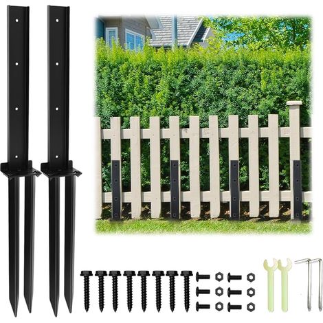 Kit di riparazione per pali di recinzione, picchetti di riparazione in acciaio per pali di recinzione, picchetti di ancoraggio a terra per riparare cancelli danneggiati (2) (1/5)