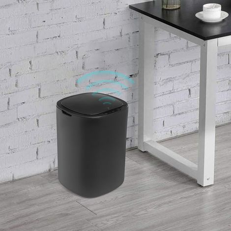 Poubelle sans contact de grande capacité de 12 litres, capteur intelligent, cuisine salle de bain, poubelle en plastique PP automatique, noir, 20 20 30.5cm (1/5)