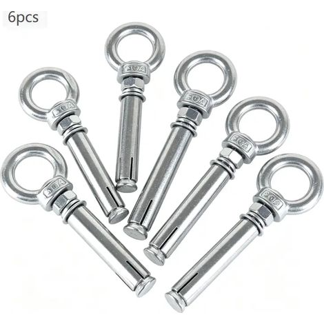 Boulons À Expansion M6 X 50mm Manchon En Acier Boulon À Œil 304 Inoxydable Expansion Du Béton Ancrage Vis À Oeil Chevilles Boulons 5-Pack (1/4)