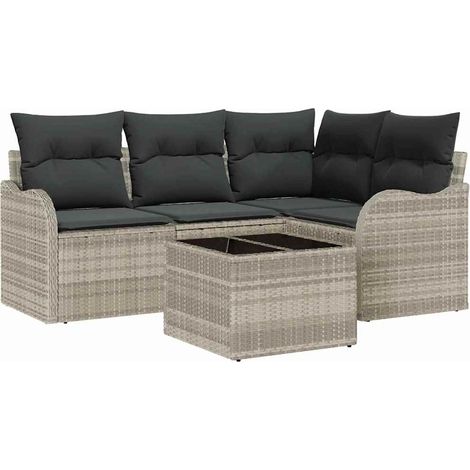 Maison Exclusive - Set Divano da Giardino Grigio chiaro polyrattan
