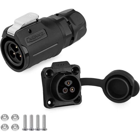 Connecteur étanche LP-16. Connecteur circulaire industriel IP67. Mâle et femelle. Boîtier en PBT à souder. (1/4)