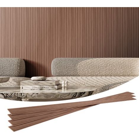Panneau Mural Lattes, 2450x166 mm, Panneaux Acoustiques WPC pour Mur et Plafond, Lot de 8, Effet Faux Bois, Réduction du Bruit, pour Décoration Intérieur Moderne Élégante, Couleur Chêne Gris (1/3)