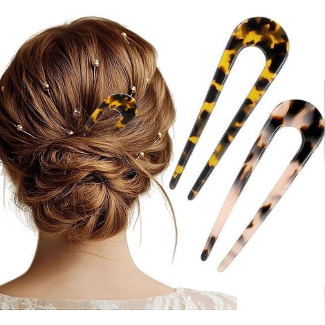 Stück französische Haarnadeln, U-förmig, Schildpatt-Optik, für verschiedene Anlässe, Hochsteckfrisuren, Chignon-Frisuren, Haaraccessoires für Frauen und Mädchen (1/4)
