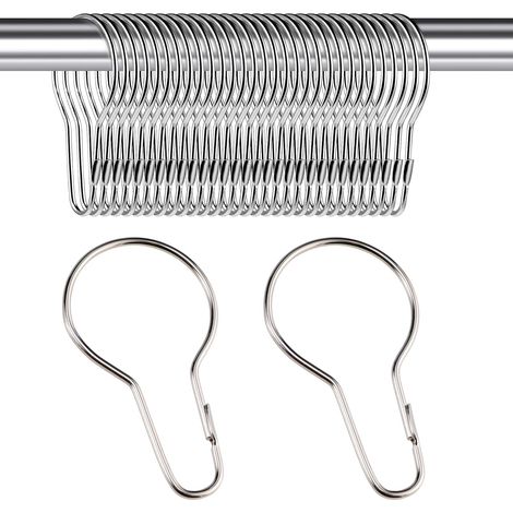 Set aus 30 Duschvorhangringen, dekorativen Haken und Clips aus rostfreiem Edelstahl. (1/5)