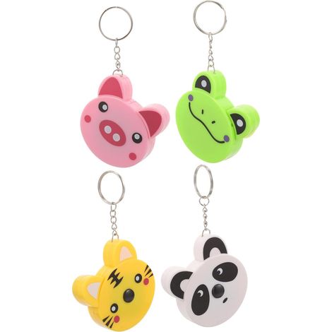 Mètre Ruban Rétractable Porte-clés Animaux Mini Abs, Outil Mesure Portable pour Garçon et Filles, Lot 4 Pièces, Usage Maison et Voyage