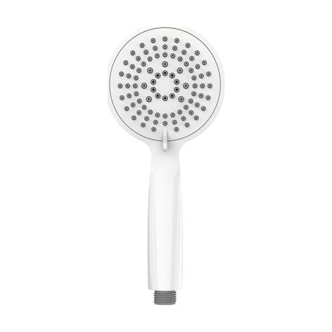 Wenko – Pommeau de douche 11cm – 5 jets – Finition blanche – Raccord universel ½' – Nettoyage facile du calcaire – Longue durée de vie (1/5)