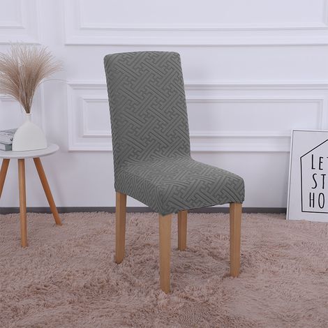 Housse de chaise en peluche grise épaisse à motif jacquard en relief (1/5)