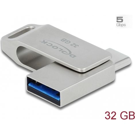 Delock USB 3.2 Gen 1 LÃ¡piz de memoria USB-C â¢ + Tipa-A 32 GB - Carcasa de metal