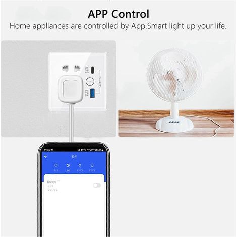 Tuya Smart Plug mit Typ-C- und USB-Schnellladefunktion sowie Fernbedienungstimer, Schwarz (1/5)