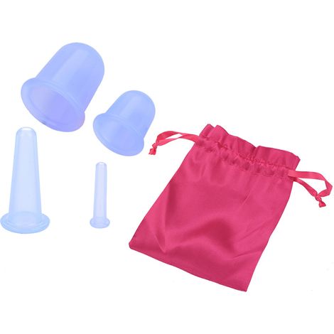 4-teiliges Silikon-Massage-Saugset gegen Cellulite – Vakuum-Körpermassagehilfe (Blau) (1/5)