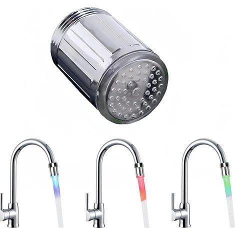 Robinet D'Eau Led Coloré,Lumineux à Led Embout de Robinet,3 Couleur Sensible À La TempéRature Led Robinet D'Eau,Pour Dans Les Restaurants,Maisons,HôTels,Salles de Bains,Accessoires de Cuisine,Du (1/5)