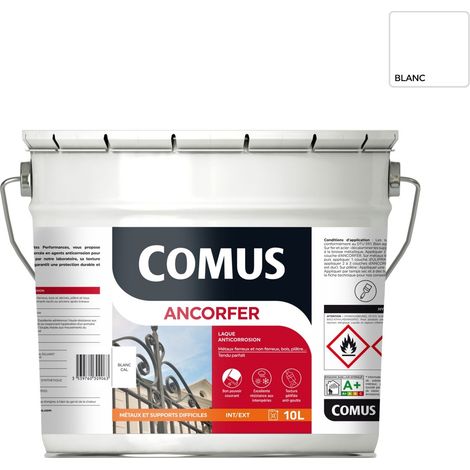 ANCORFER BRILLANT 10L Blanc sécurité - Peinture-laque antirouille pour métaux et autres supports - COMUS (1/3)