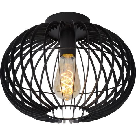 Plafonnier metal noir diam 32 cm 1xe27 - lucide - reda (1/5)