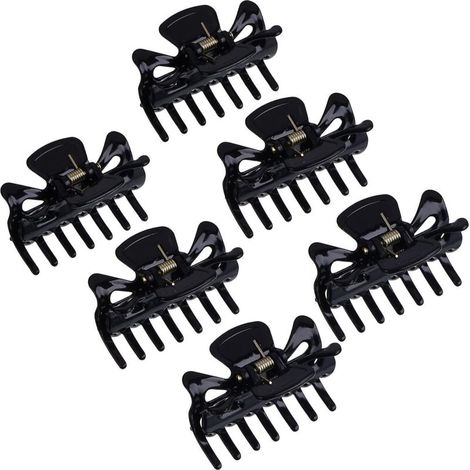 Set mit 6 schwarzen Haarspangen aus Kunststoff für Damen (1/5)