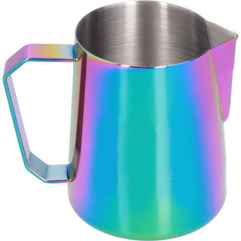 Pitcher à lait inoxydable 304 de 600ml pour mousse à café, coloré avec étiquette