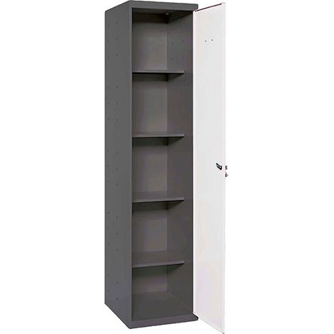 SimonRack Armoire Métallique Balai 1800x400x400 mm, 1 Porte, 4 Étagères, Anthracite/Blanc - Simonlocker (1/3)