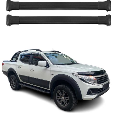 OMAC Barres de toit en aluminium pour Fiat Fullback 2016-2019 – TÜV / DIN 75302:2019 – Charge max 75 kg – 2 barres Noir (1/4)