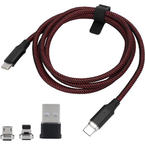 Câble de données magnétique 1.2M 100W PD Super Type-C Micro USB pour connecteur IOS, charge rapide fil 4 en 1 (1/5)