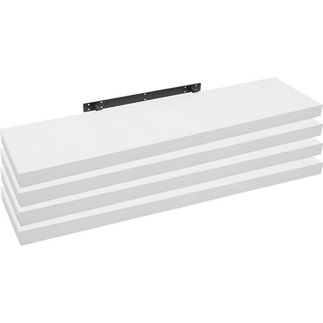 WOLTU 4x Mensola da Muro Scaffale Sospeso a Parete Piccola 110x22.9x3.8cm Bianco (1/4)
