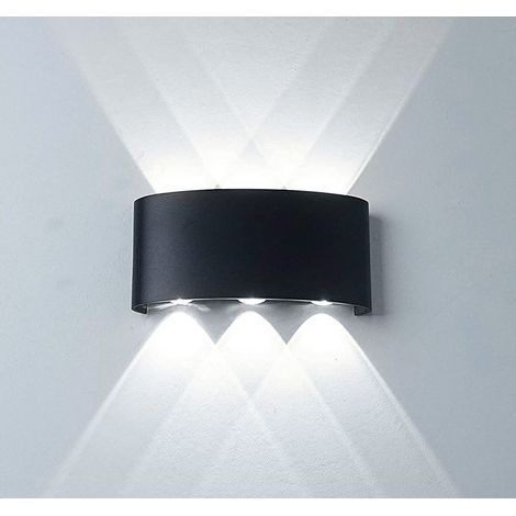 Applique Led Interno Esterno 18W Luce Fredda Lampada Parete Nera Ovale FD-17