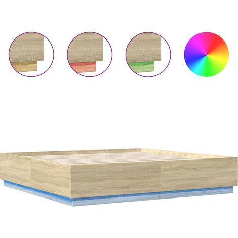Maison Exclusive - Giroletto Cassetti Luci LED Sonoma 200x200 cm Legno Multistrato