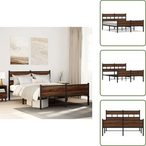 Letto con spazio sotto - vidaXL Giroletto senza Materasso Rovere Marrone 140x200 cm Truciolato - Letto con testiera e pediera