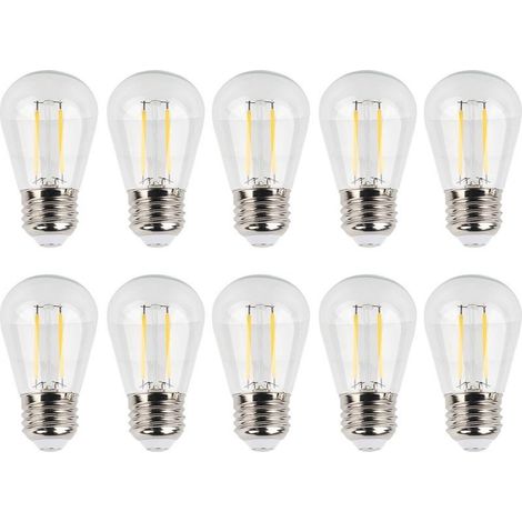 10 ampoules rétro S14 E27 180 lumens, ampoules LED à filament en verre transparent, 2 watts, 110 volts, lumière chaude (1/5)
