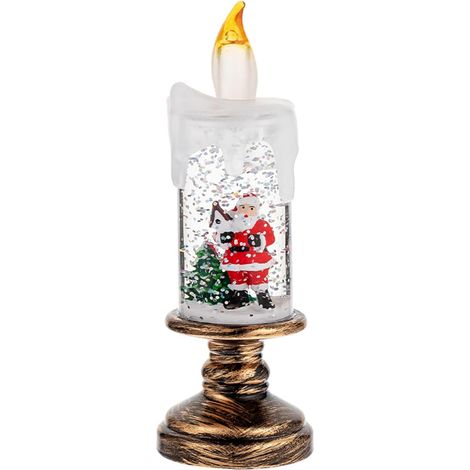 Lampe À Bougies des Globes De Neige avec Flocons Neige Flottants Réalistes Conception en Plastique Sûr pour Les Maisons Fête d'hiver Noël Décrivent La Décoration Fête d'hiver avec-Vieil homme (1/4)