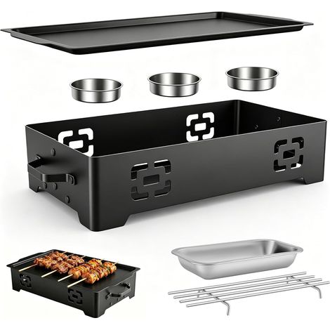 Plaque de maintien au chaud pour barbecue, plaque chauffante en aluminium, anti-adhésive, réchaud pour barbecue, accessoire pour jardin, extérieur (sans bougies) (1/5)
