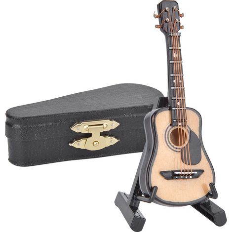 Maquette miniature guitare acoustique en bois, décoration instrument de musique, 8 cm, modèle réduit (1/5)