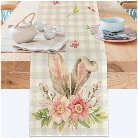Chemin de table de Pâques, 40 x 140 cm, nappe de Pâques, chemin de table lapin de Pâques, décoration de table de cuisine, cuisine de saison, décoration de la maison, vacances