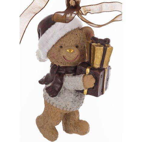 Colgante navideño de osito de peluche con regalos 8x5,5x3,5 cm (1/5)