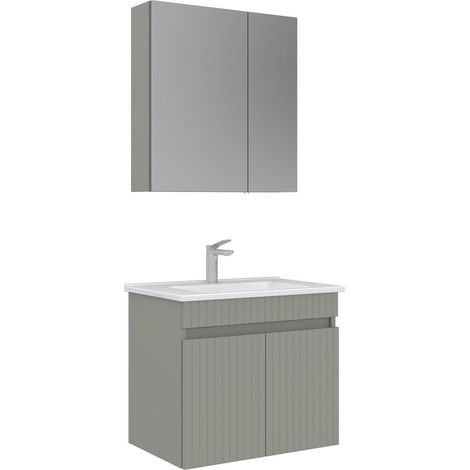 Ensemble Meuble Vasque avec Miroir (2 Pièces) "Tivoli 65" - 65 x 45 x 57 cm - Matte Cashmere (1/3)