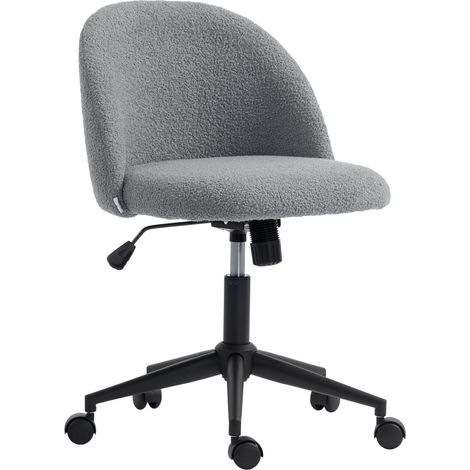 Chaise de Bureau Ergonomique Grise, Fauteuil Travail, Hauteur Réglable, Roulettes, Assise Rembourrée, Bureau, Maison, Étude, Salon (1/5)