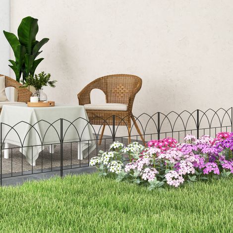 Ensemble Clôtures Décoratives Jardin Métallique Barrière Combinée Libre Animaux Aménagement Extérieur Noire 205x45,5cm