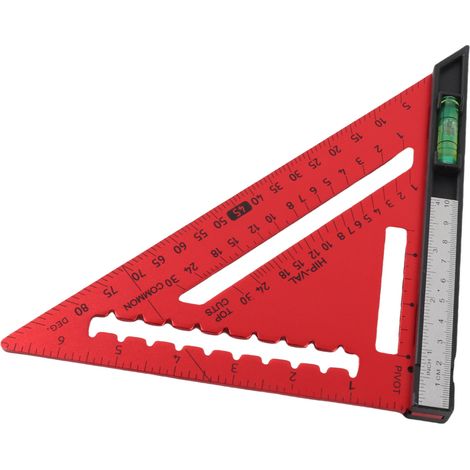 Équerre de charpente de 18 cm avec niveau, en alliage d'aluminium de haute précision, détachable, pour le travail du bois. (1/5)