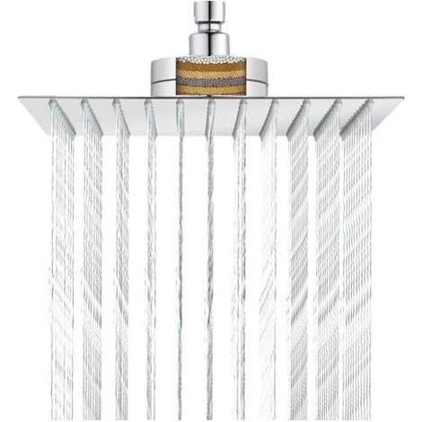 Pommeau de douche filtré, pommeau de douche à effet pluie de luxe de 25 cm, rend l'eau dure douce et durable, ce qui améliore l'état de la peau et des cheveux, conception de filtre in (1/5)