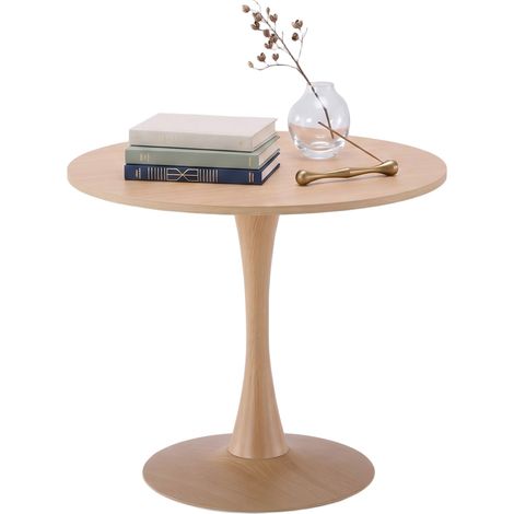 PPkrimnel Table À Manger Moderne Pour 2 À 4 Personnes Diamètre 77cm Avec Finition Chêne