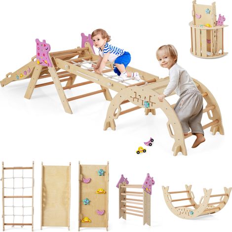 COSTWAY 8-in-1 Triangle Set Foldable Climbing Toys for Toddlers