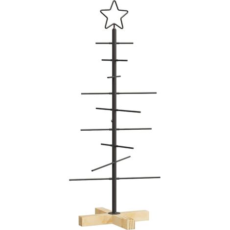 Árbol de Navidad de metal con soporte Negro 89 cm vidaXL