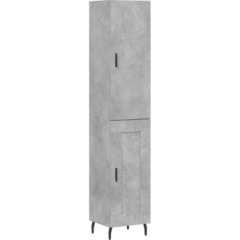 Buffet bahut commode armoire meuble de rangement organisateur cuisine salle de séjour salon haut 34,5 x 34 x 180 cm bois d'ingénierie gris