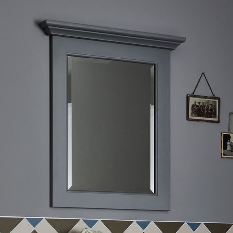 Bayswater Flat Bathroom Mirror 600mm Wide - Plummett Grey (1/3)