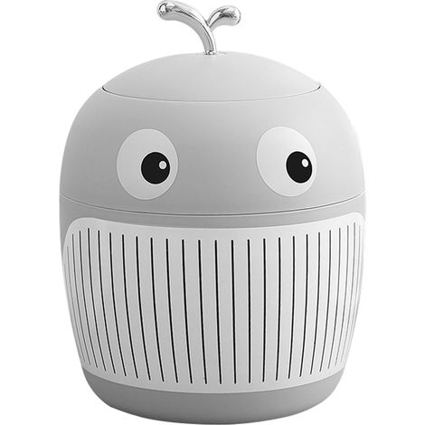 Petite poubelle baleine, mini, mignonne et lumineuse, de luxe, portable et multifonctionnelle, idéale pour un bureau ou une table basse, couleur gris clair. (1/5)