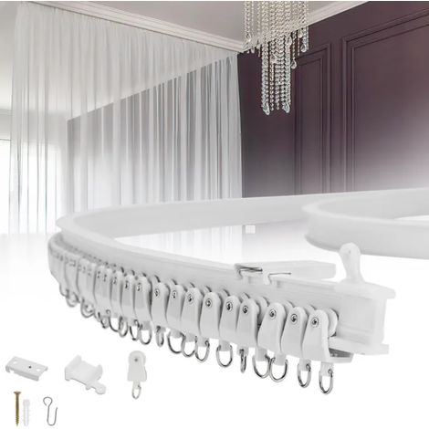 Kit de Rail de Rideau Plafond Pliable, 3M Rail de Rideau Flexible avec 30 Crochet pour Maison Chambre Fenêtre Salle de bain Bureau (1/3)