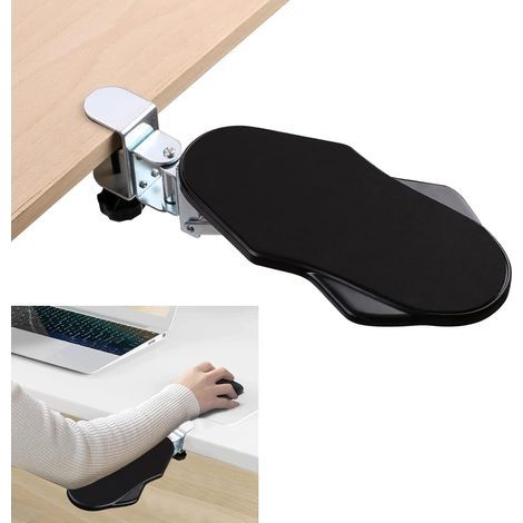 Ergonomische Armlehne fürs Büro, 180° drehbare Handgelenkstütze, Ellbogenstütze, verstellbare Unterarmstütze für Arbeit und Studium, Schwarz (1/5)